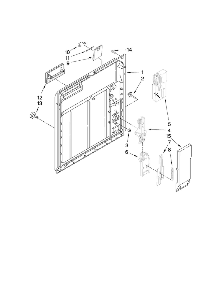 Inner Door Parts Diagram and Parts List for ADB1000AWS1  Amana Dishwasher