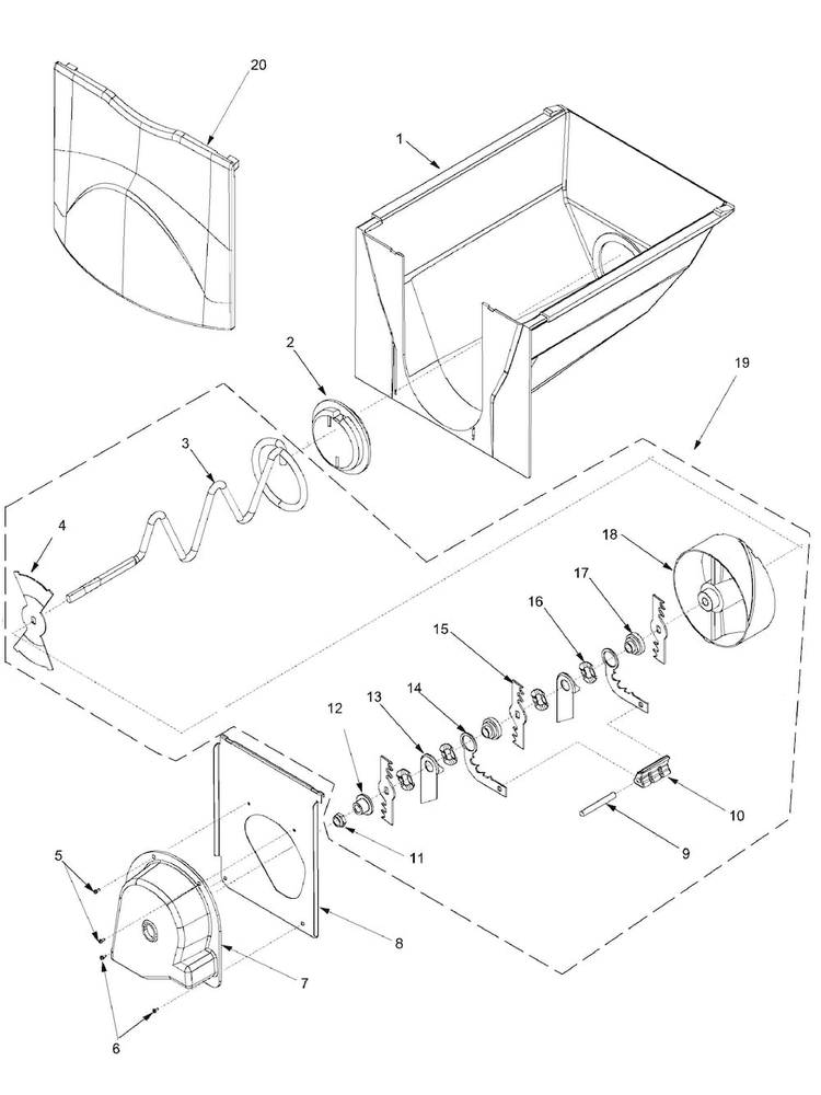 Ice Bucket Assy Diagram and Parts List for ARS8265BB-PARS8265BB01  Amana Refrigerator