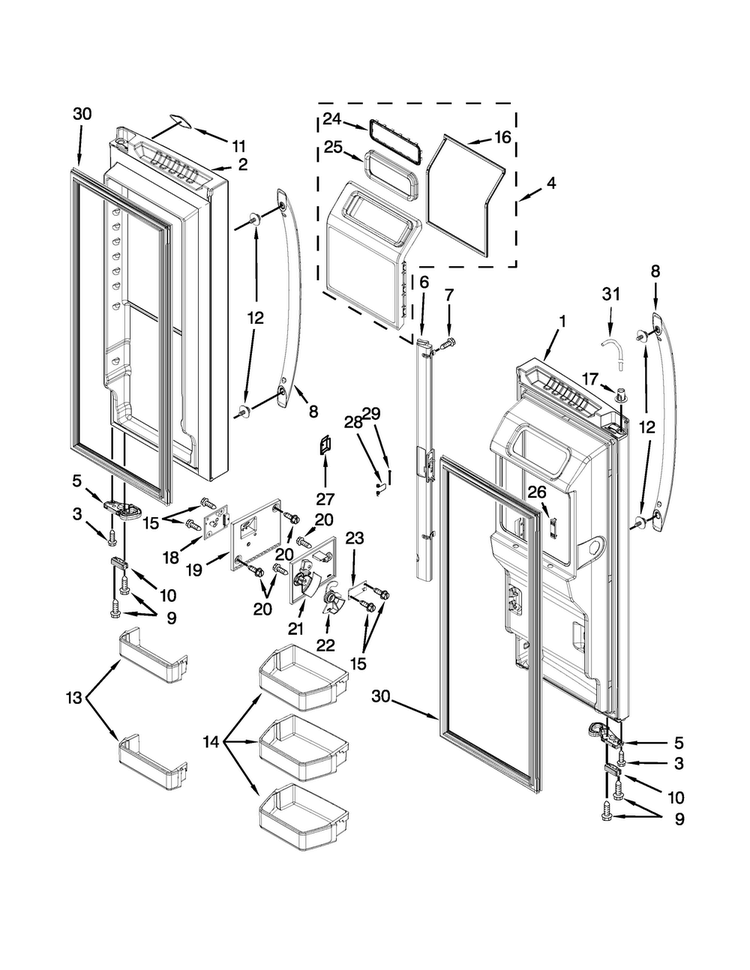 Refrigerator Door Parts Diagram and Parts List for 7MF2976AEM03  Maytag Refrigerator