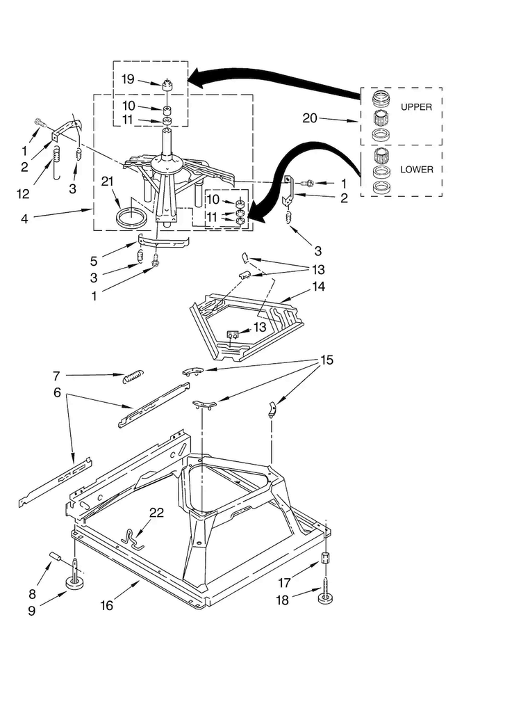 Machine Base Parts Diagram and Parts List for ATW4475VQ0  Admiral Washer