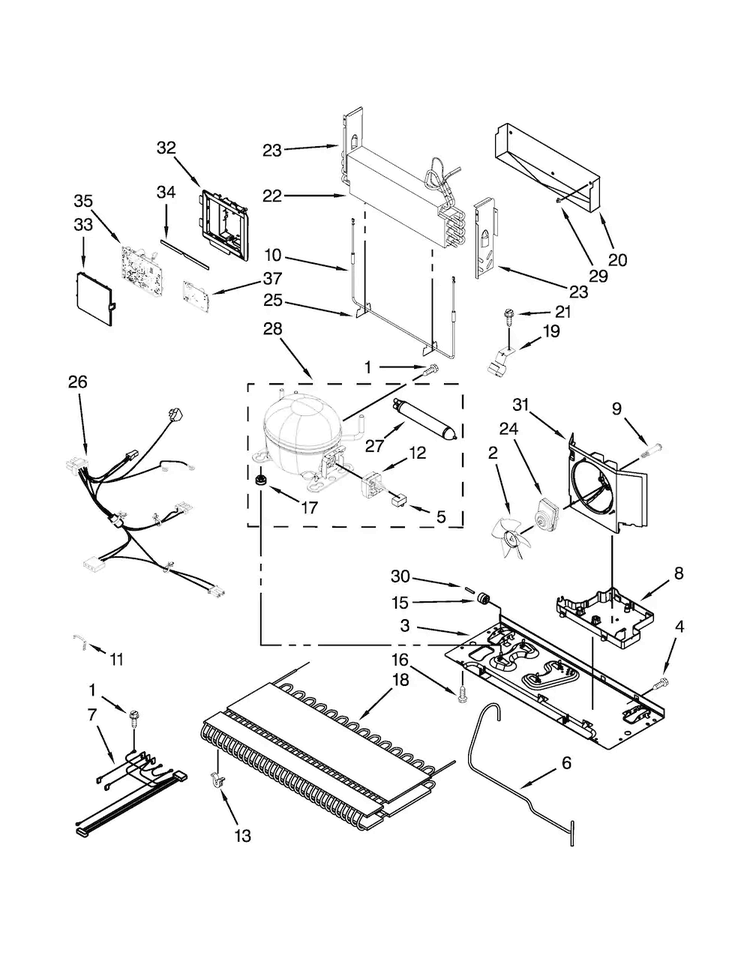 Unit Parts Diagram and Parts List for JFC2290VEM2  Jenn-Air Refrigerator