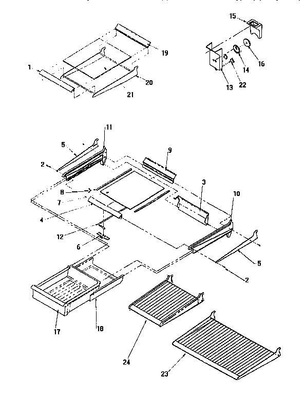 Cabinet Shelving Diagram and Parts List for TV18S3W-P1194901W  Amana Refrigerator