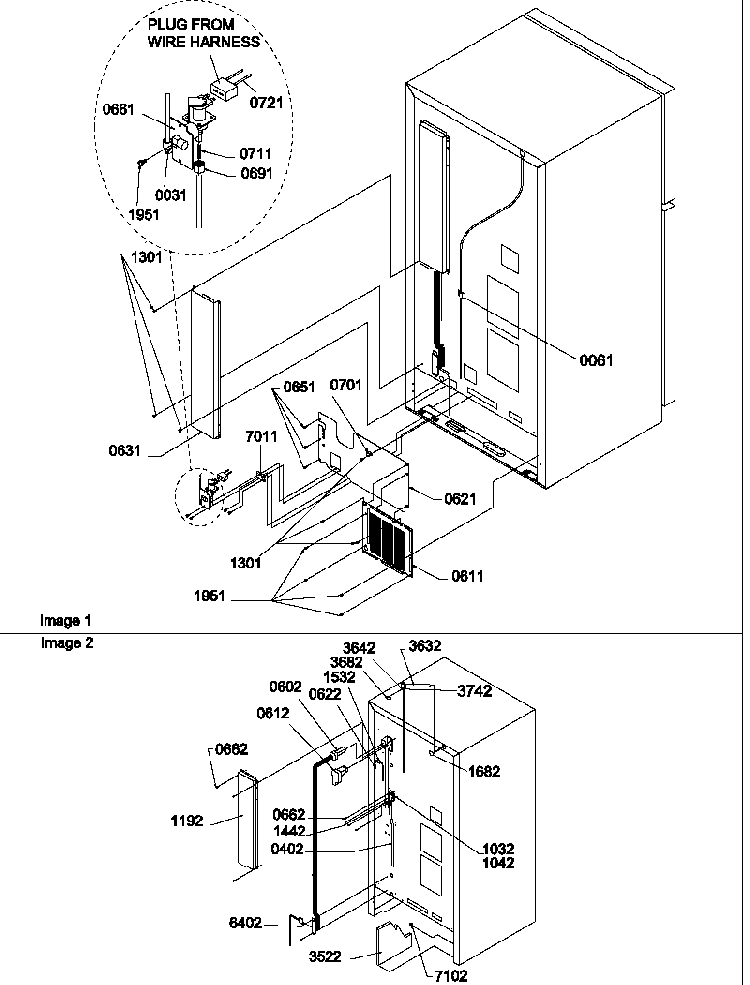 Cabinet Back Diagram and Parts List for TSI22VL-P1306602WL  Amana Refrigerator