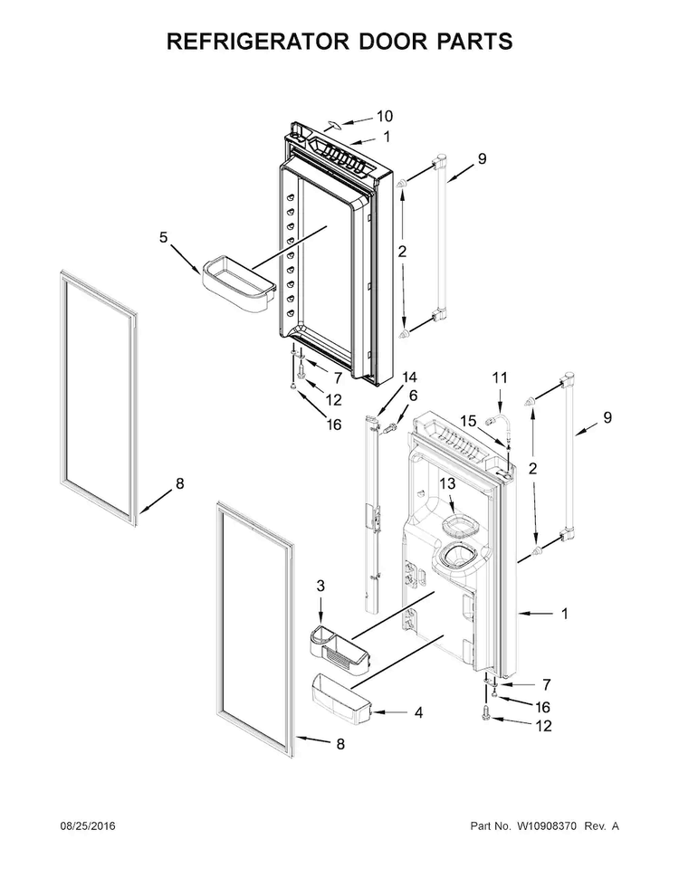 Refrigerator Door Parts Diagram and Parts List for MFI2570FEE01  Maytag Refrigerator