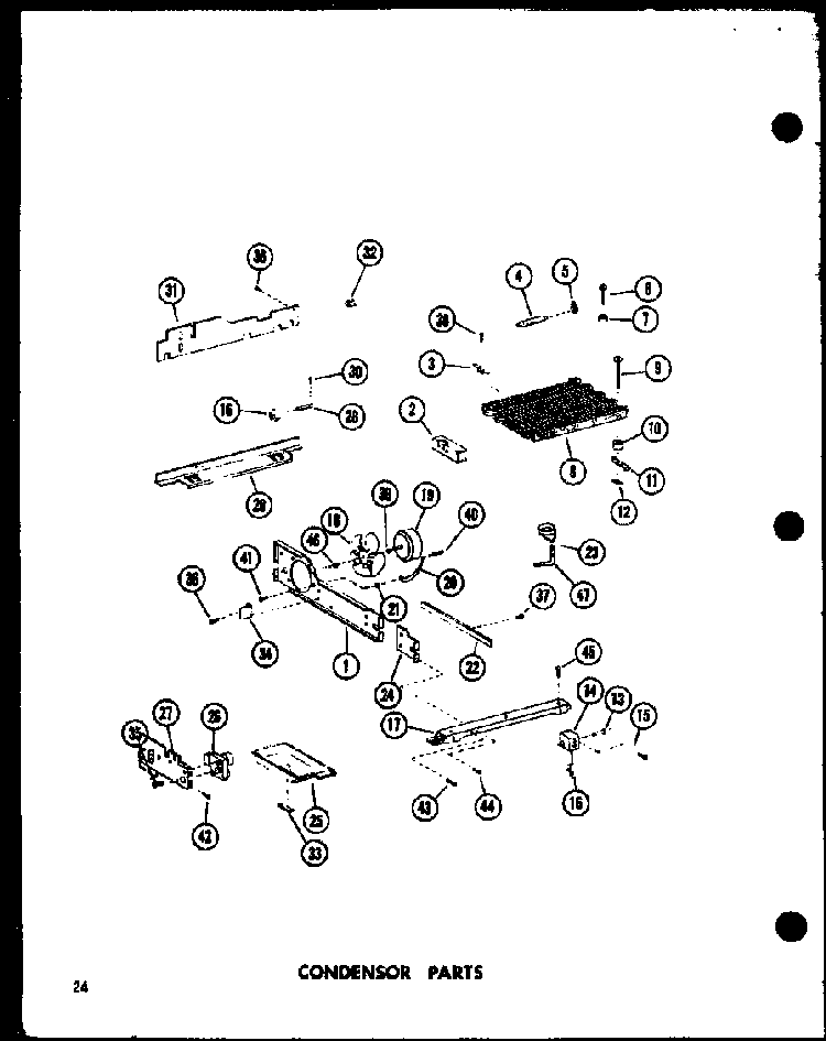 Section 1 Diagram and Parts List for SRI-22E-P74100-11W  Amana Refrigerator