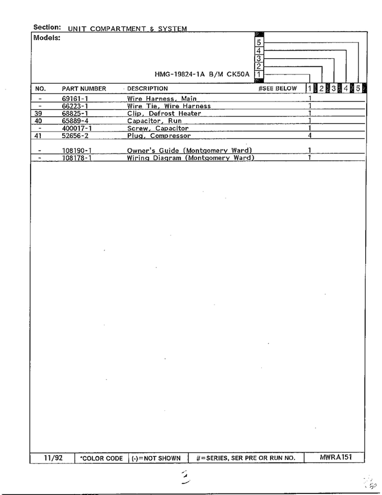 Unit Compartment And System Page 3 Diagram and Parts List for 19824-1A  Admiral Refrigerator