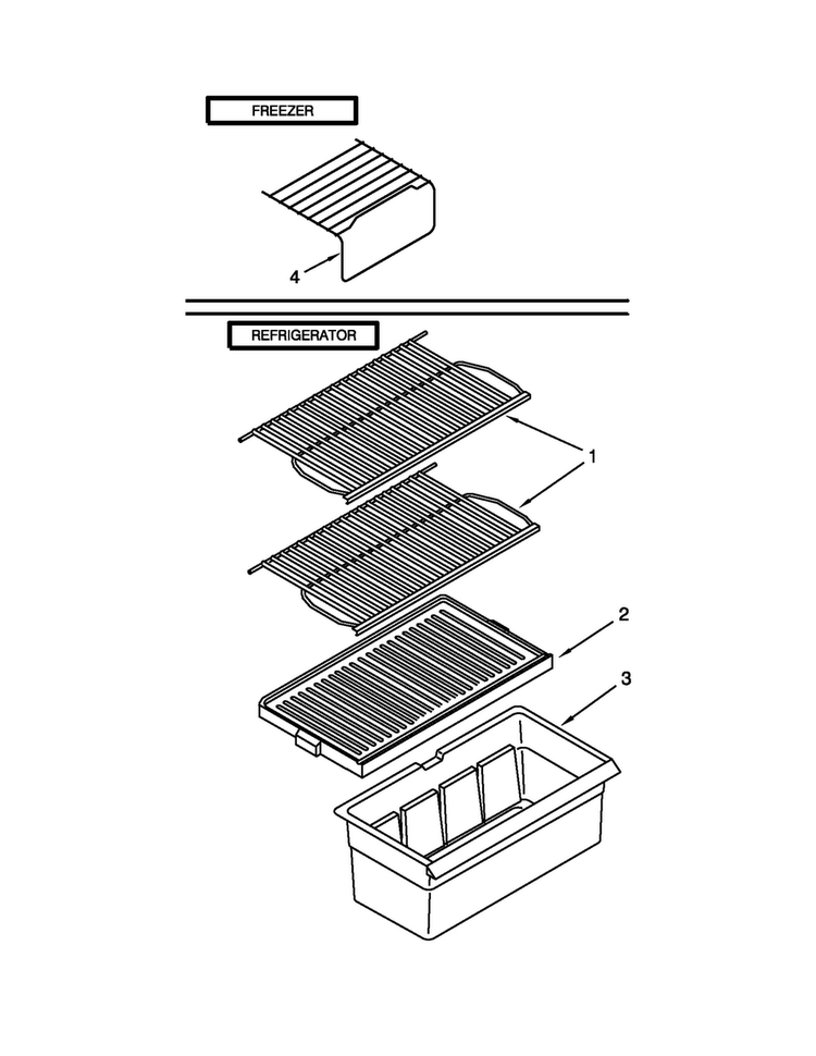 Shelf Parts Diagram and Parts List for A4TCNWFBB00  Amana Refrigerator