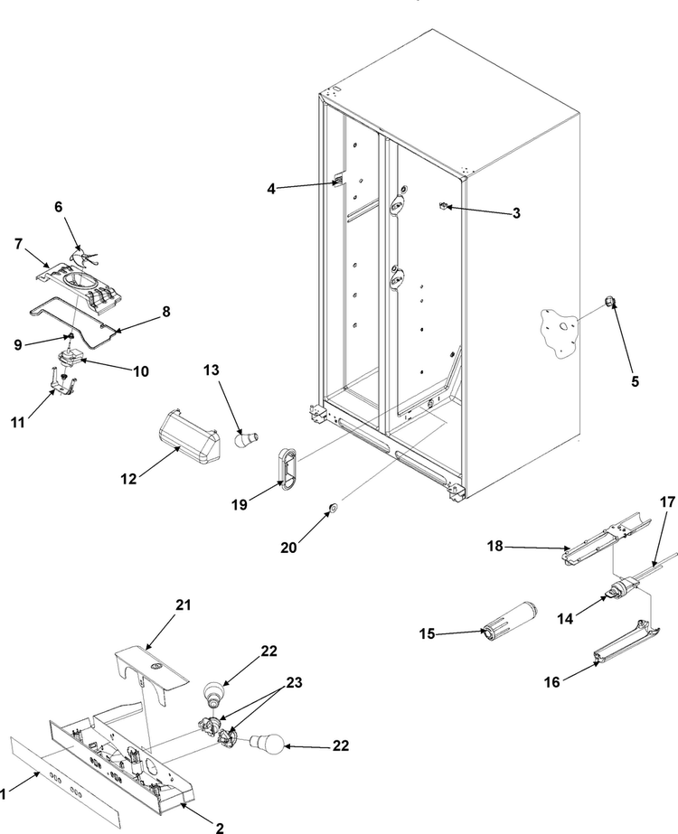 Evap Fan Assy And Lights Diagram and Parts List for ACD2232HRB0  Amana Refrigerator