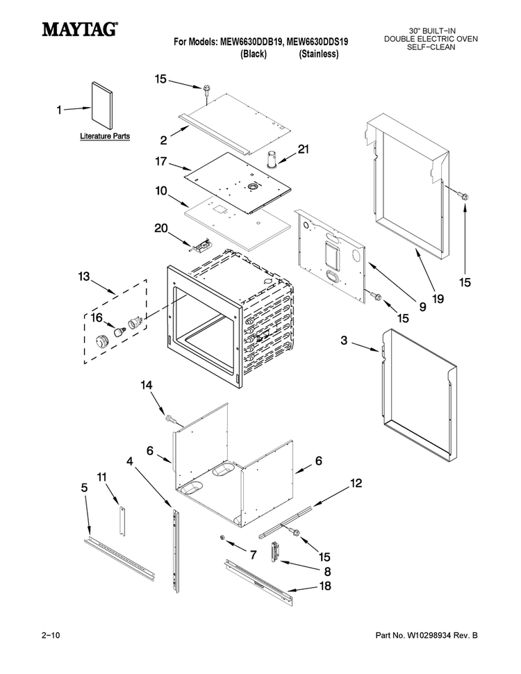 Oven Parts Diagram and Parts List for MEW6630DDS19  Maytag Wall Oven