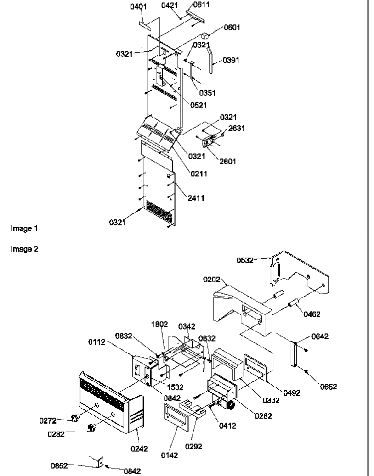 Control Assy Diagram and Parts List for SG521SBW-P1197002WW  Amana Refrigerator