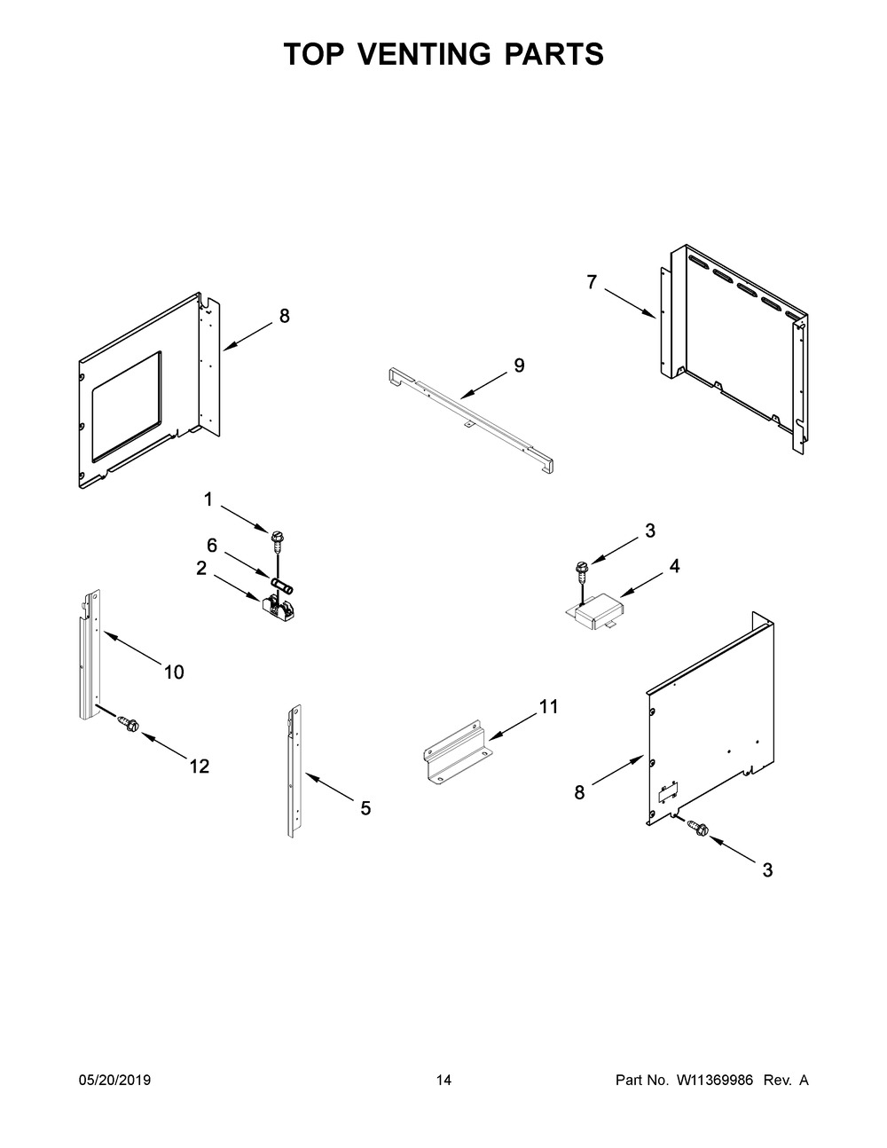 Top Venting Parts Diagram and Parts List for JMW2430IM02  Maytag Microwave Oven Combo
