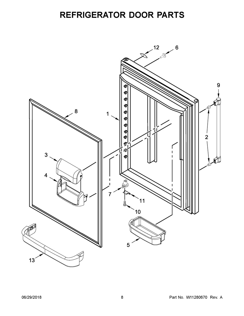 Refrigerator Door Parts Diagram and Parts List for MBF2258FEZ02  Maytag Refrigerator
