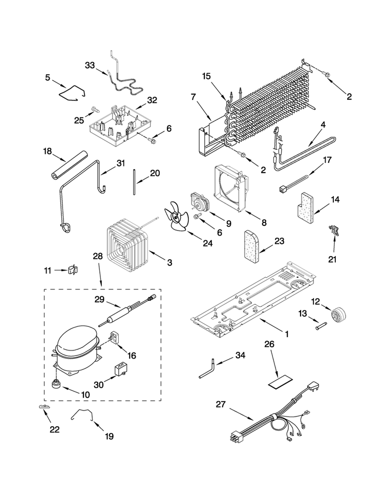 Unit Parts Diagram and Parts List for A8RXNGMWE00  Amana Refrigerator