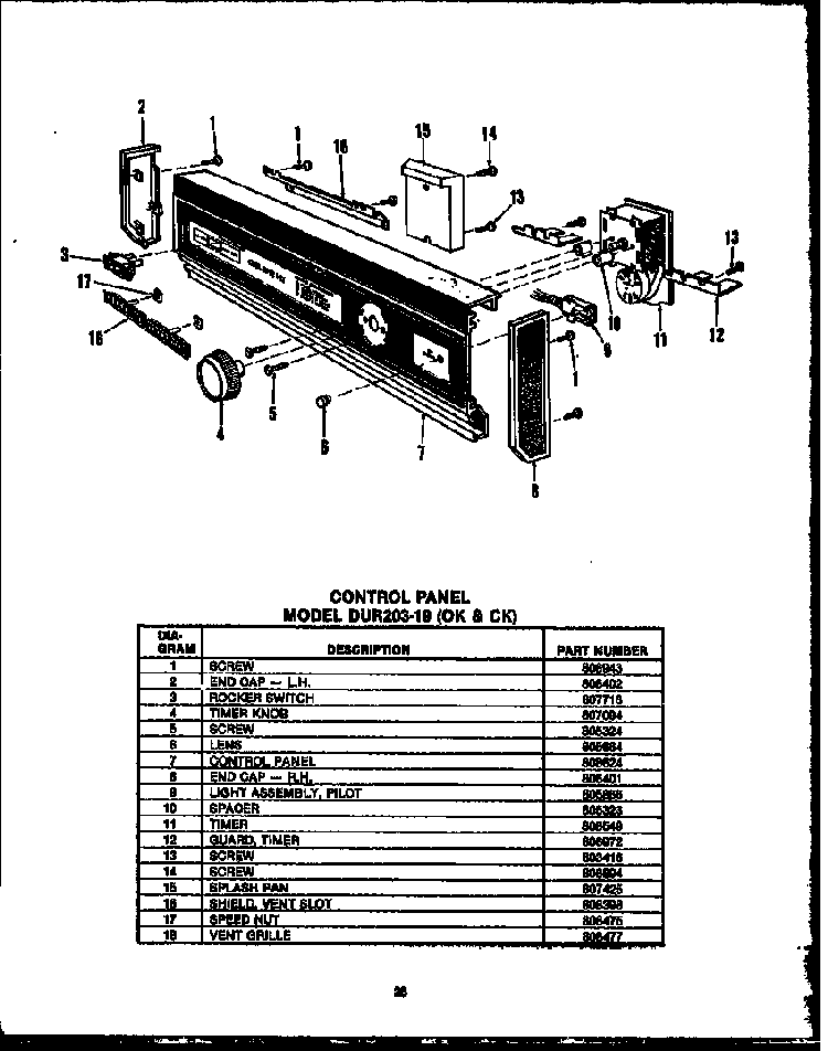 Section 9 Diagram and Parts List for DCR-225-1C-OK  Caloric Dishwasher