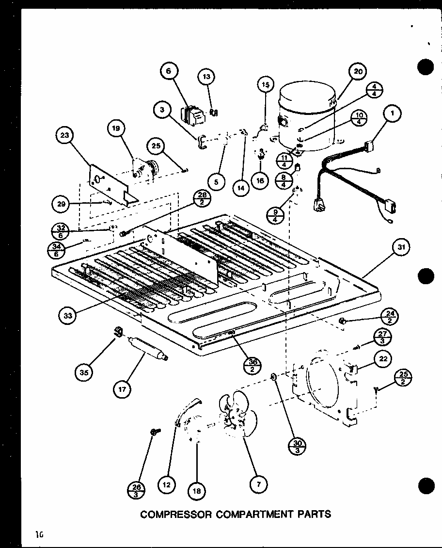 Compressor Compartment Parts (trg18sph/p7711028w) (trg18sph/p7711029w) (tm18h/p7711032w) (tr18h/p7711033w) Diagram and Parts List for TMI20SPH-P7711031W  Amana Refrigerator