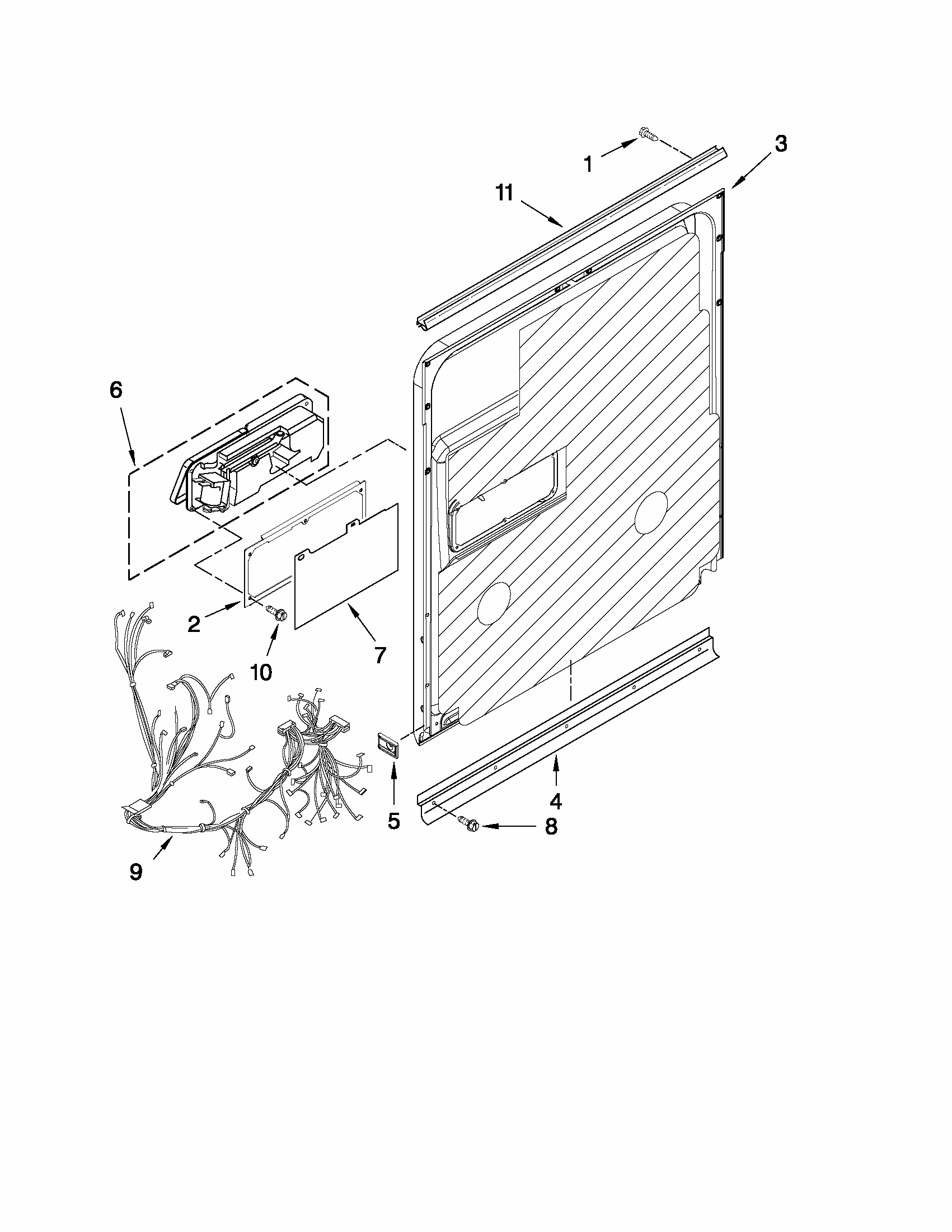 Inner Door Parts Diagram and Parts List for MDB8959SAS1  Maytag Dishwasher