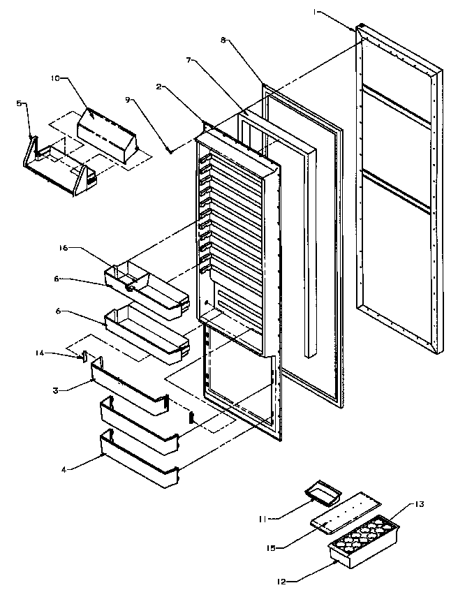Ref Door Diagram and Parts List for SSD25N5L-P1178903WL  Amana Refrigerator
