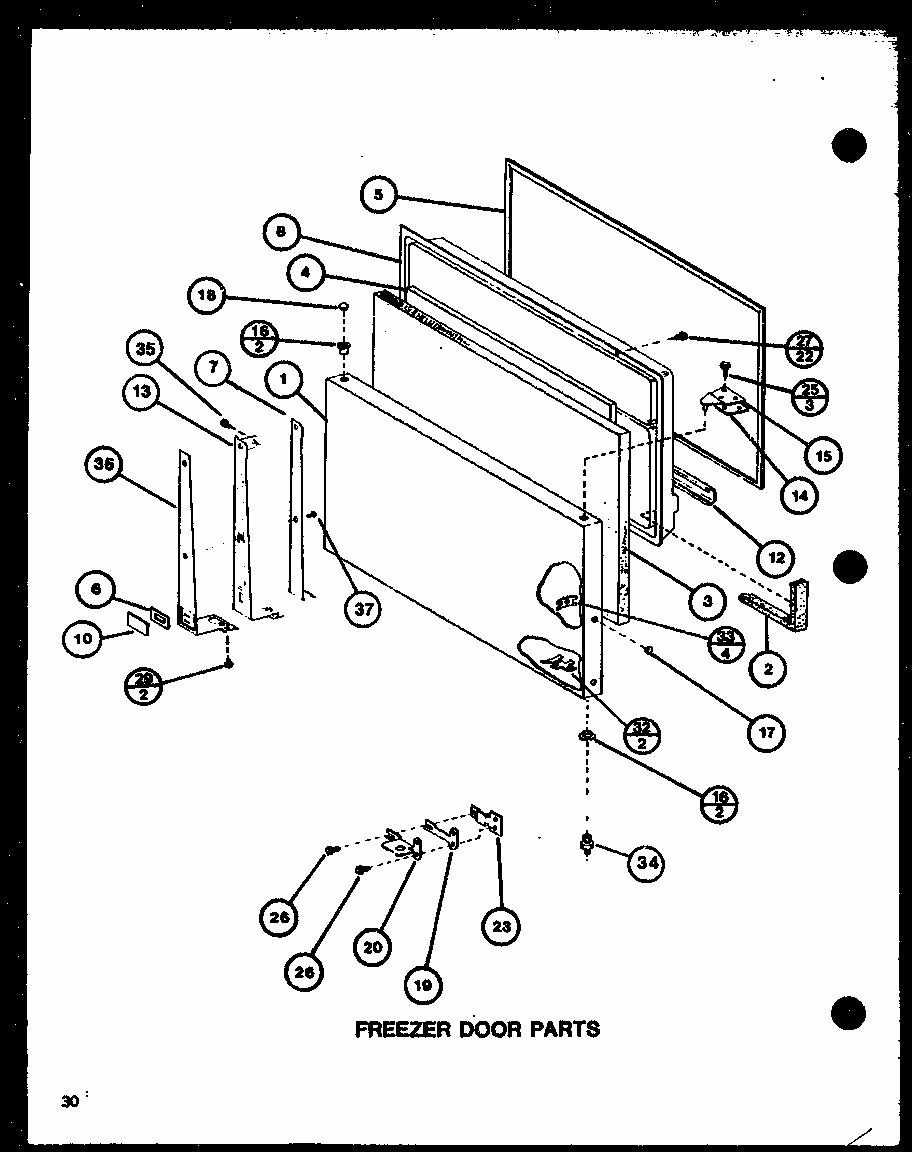Freezer Door Parts (tm20k/p7791118w) (tm20k/p7791119w) (tmi20k/p7791120w) (tmi20k/p7791121w) Diagram and Parts List for TM20K-P7791118W  Amana Refrigerator