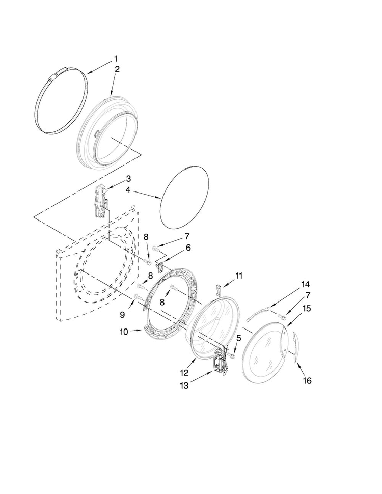 Door And Latch Parts Diagram and Parts List for NFW7600XW00  Amana Washer