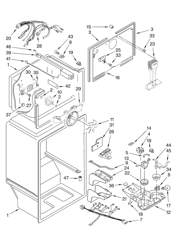 Liner Parts Diagram and Parts List for ATB1932MRW01  Amana Refrigerator