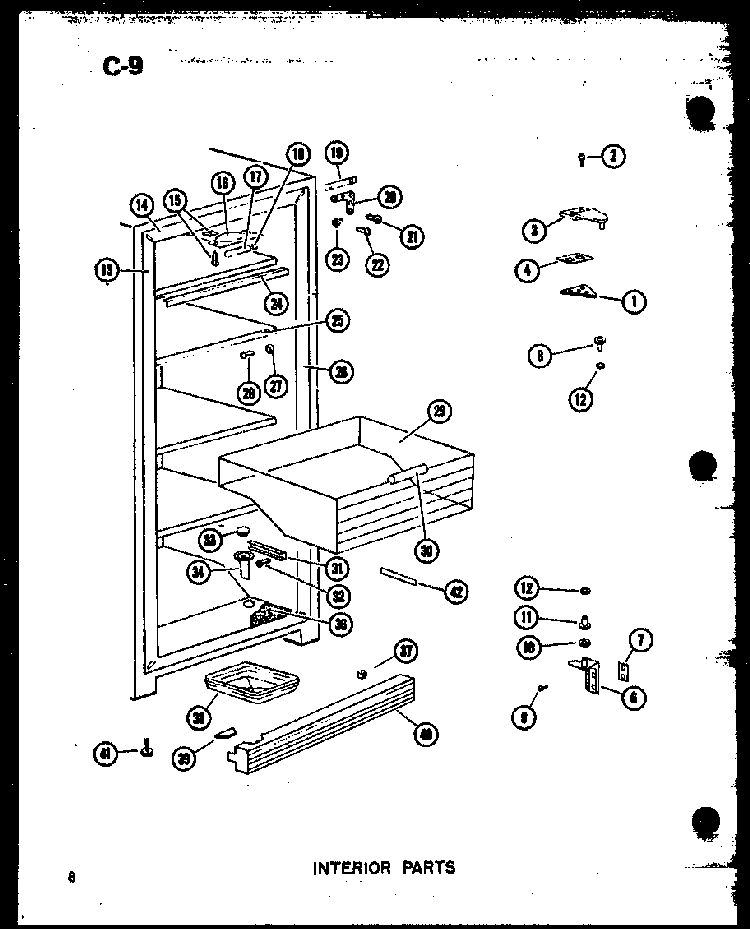 Interior Parts Diagram and Parts List for U23C P60345-73W Amana Freezer