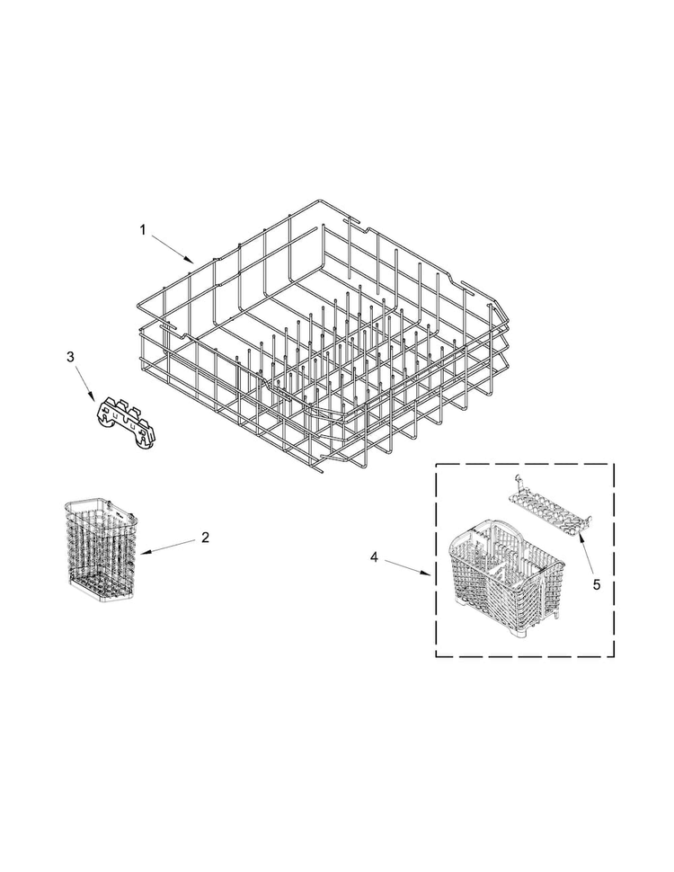 Lower Rack Parts Diagram and Parts List for MDB8949SBB3  Maytag Dishwasher
