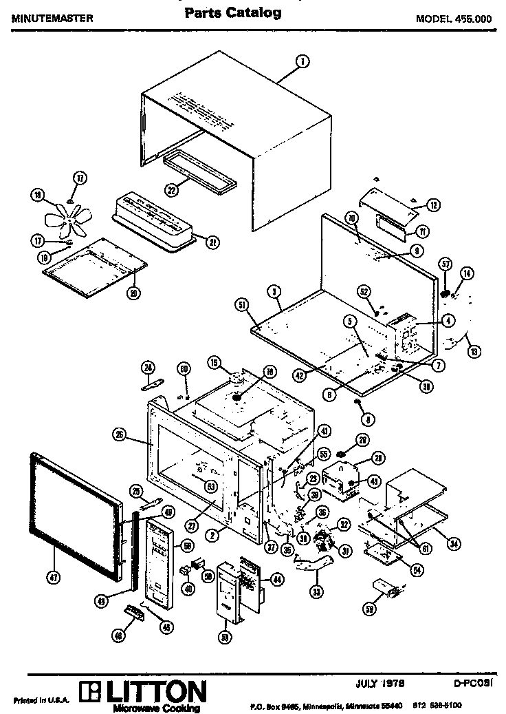 01 - Page 1 Diagram and Parts List for 455000  Maytag Microwave