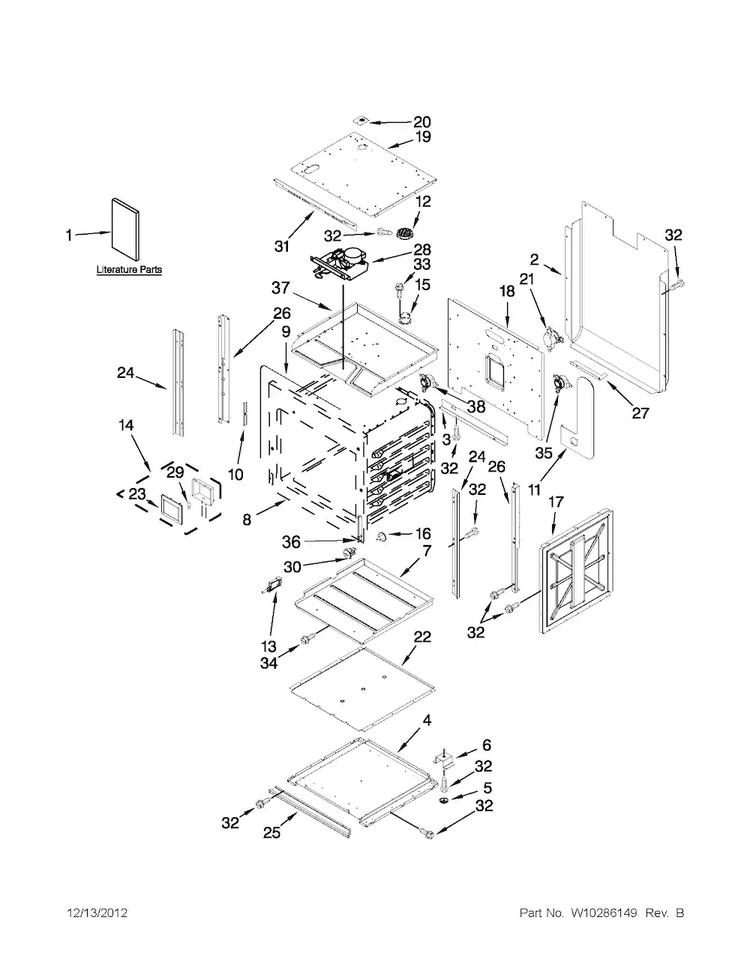 Oven Parts Diagram and Parts List for JJW2430WP00  Jenn-Air Wall Oven