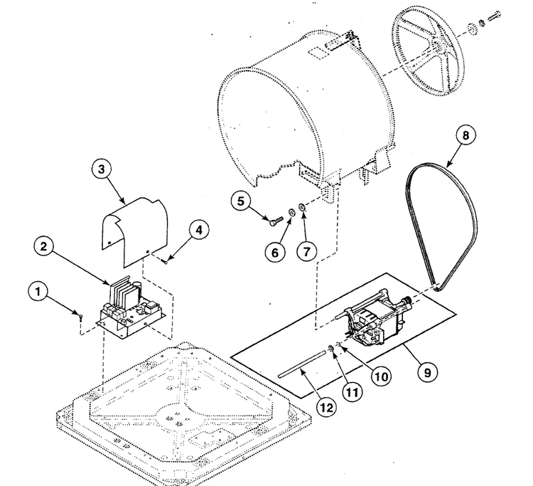 Motor Assy Diagram and Parts List for SWFF71QN3050  Speed Queen Washer