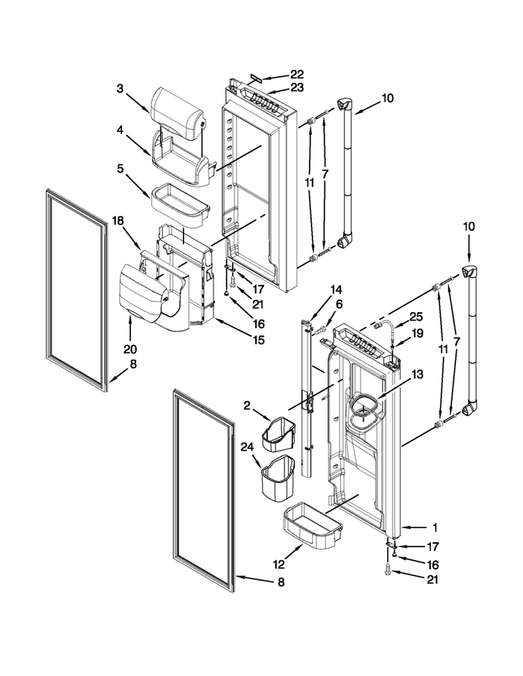 Refrigerator Door Parts Diagram and Parts List for JFI2089AEP12  Jenn-Air Refrigerator