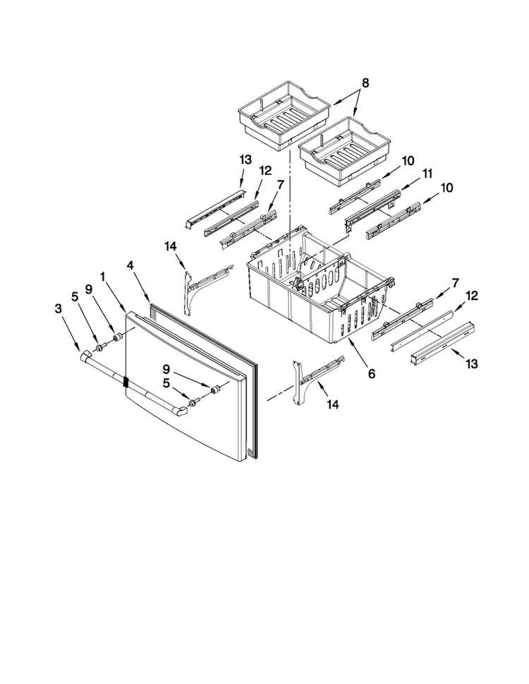 Freezer Door Parts Diagram and Parts List for JFI2089AEP9  Jenn-Air Refrigerator