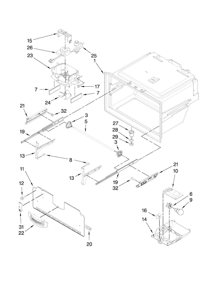 Freezer Liner Parts Diagram and Parts List for MFI2067AES6  Maytag Refrigerator