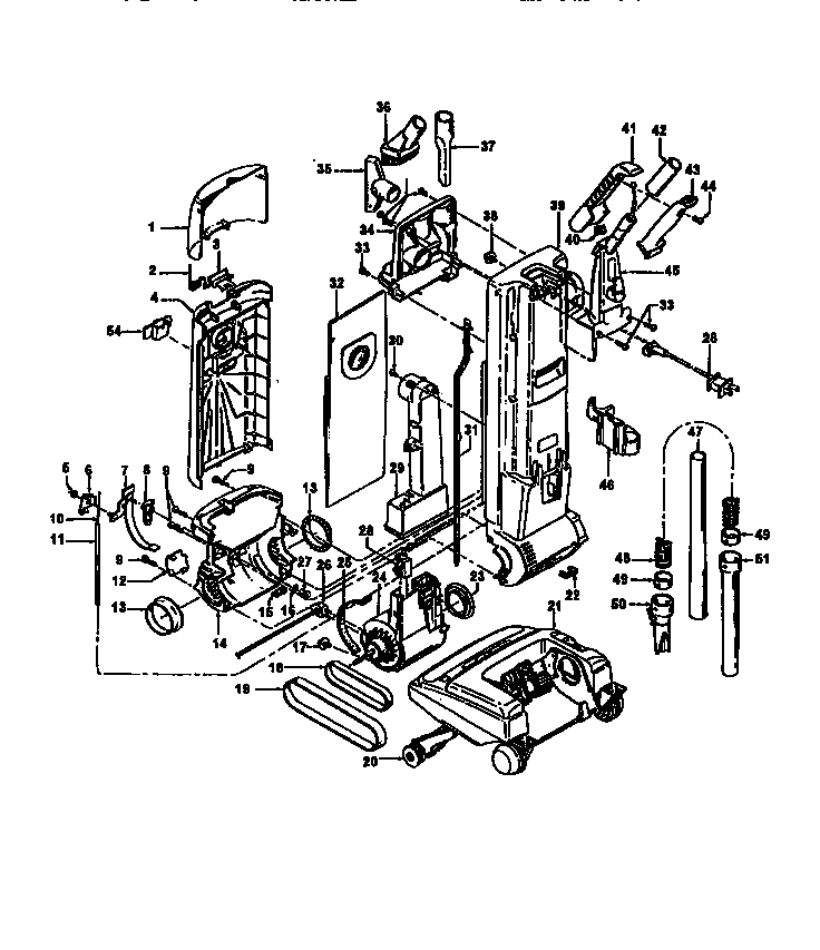 Auto Drive - Bag Housing Diagram and Parts List for U6319-930  Hoover Upright Vacuum