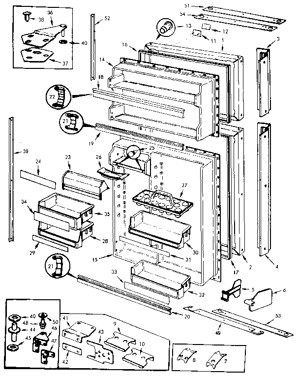 Doors Diagram and Parts List for JRT216B MAJ73C Jenn-Air Refrigerator
