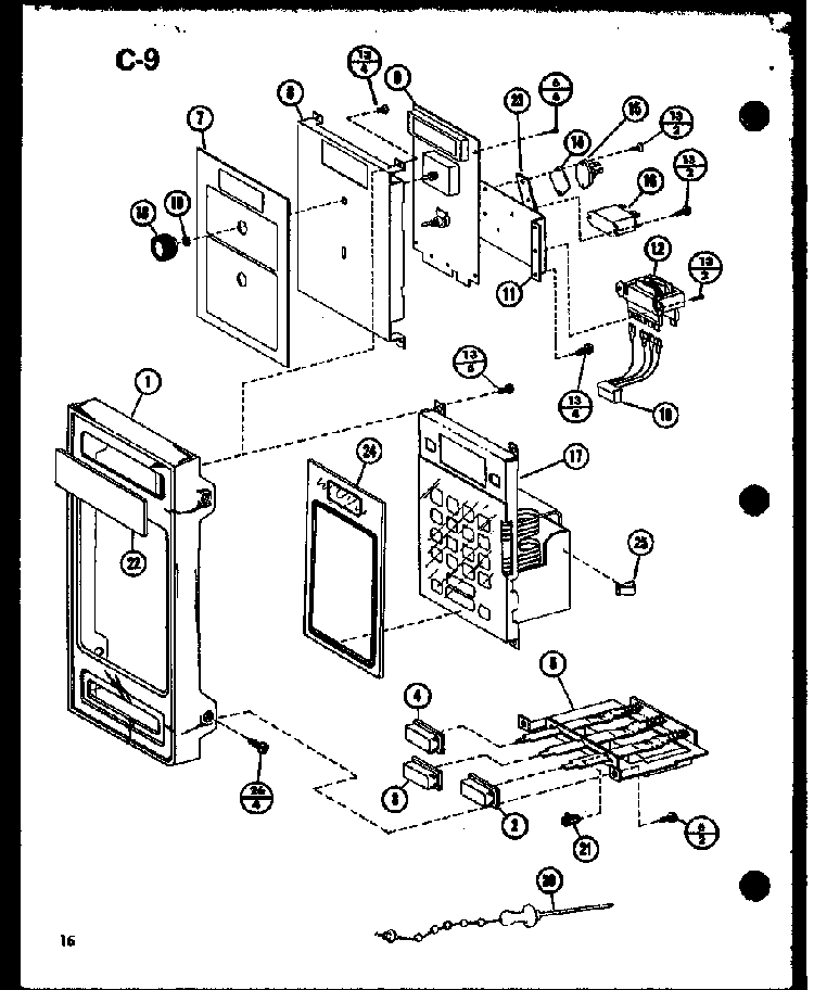 Section 1 Diagram and Parts List for MVH-900 P75409-3M Amana Microwave