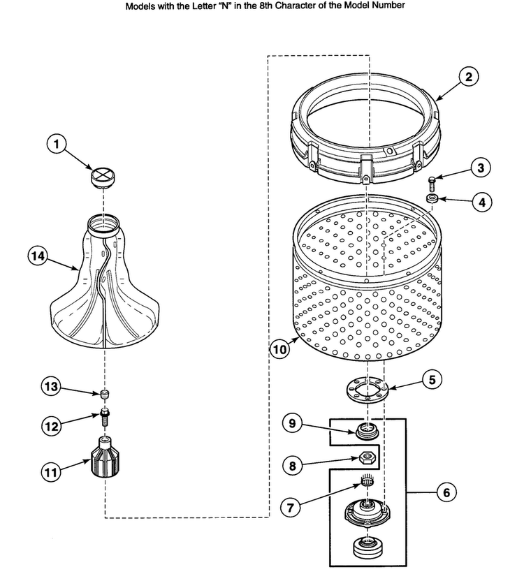 Hub Assy 1 Diagram and Parts List for SWT020LA  Speed Queen Washer