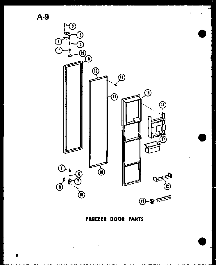 Freezer Door Parts Diagram and Parts List for SRI22E-1-C-P74870-26WC  Amana Refrigerator