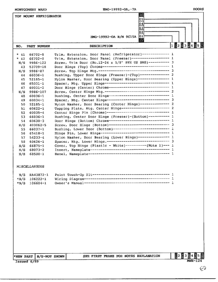 Doors Page 3 Diagram and Parts List for 19992A  Admiral Refrigerator