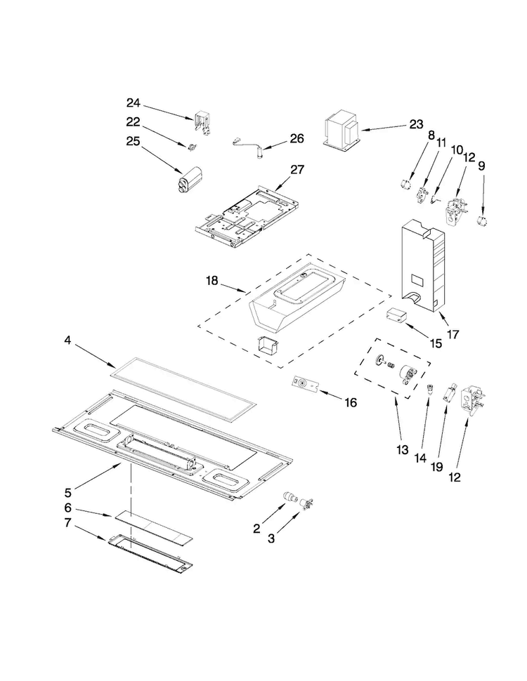 Interior And Ventilation Parts Diagram and Parts List for AMV1160VAB2  Amana Microwave