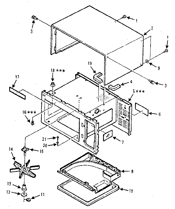 Cabinet Parts Diagram and Parts List for 5678821880  Kenmore Microwave