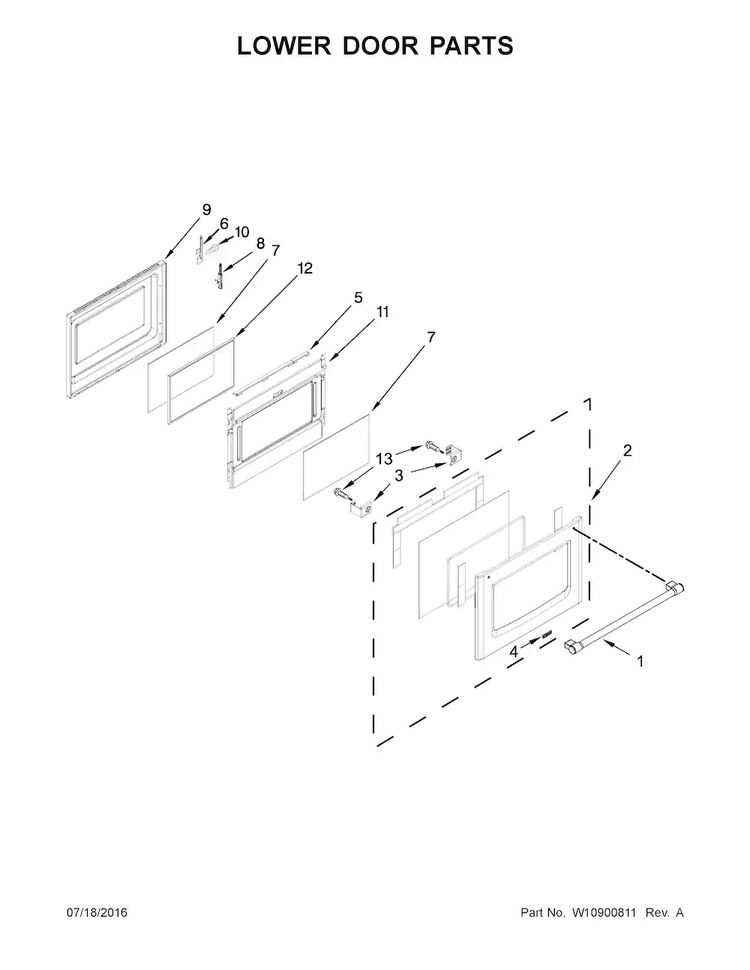 Lower Door Parts Diagram and Parts List for MGT8820DS06  Maytag Range