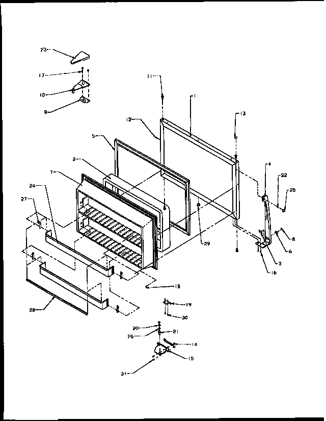 Freezer Door Diagram and Parts List for TH18S3W-P1195301W  Amana Refrigerator