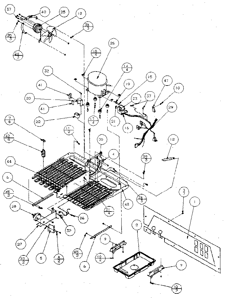 Machine Compartment Diagram and Parts List for SX120J-P7870122W  Amana Refrigerator