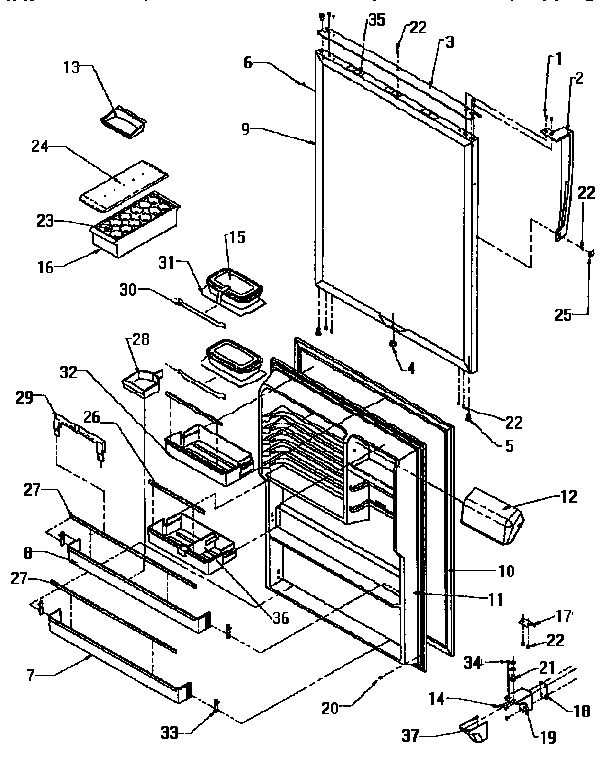 Refrigerator Door Diagram and Parts List for TX18R-P1158412W  Amana Refrigerator
