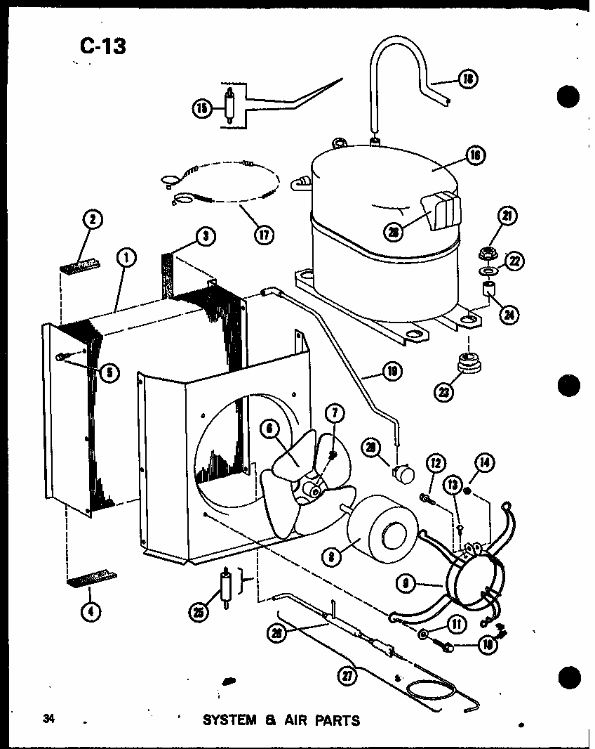 System & Air Parts (epcg4212-1b/p67470-9c) (epcg4812-1b/p67470-10c) (epcg4812-3b/p67470-12c) (epcg6012-1b/p67470-11c) (epcg6012-3b/p67470-13c) Diagram and Parts List for EPCG4213-1B P67470-4C Amana Air Conditioner