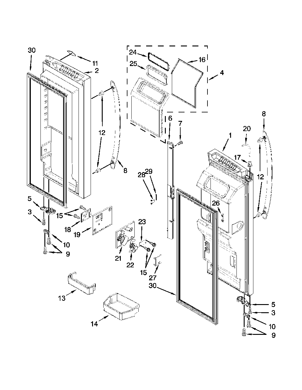 Refrigerator door parts Diagram and Parts List for 59672383412  Amana Refrigerator