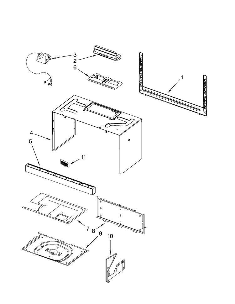 Cabinet And Installation Parts Diagram and Parts List for MMV6180WS1  Maytag Microwave