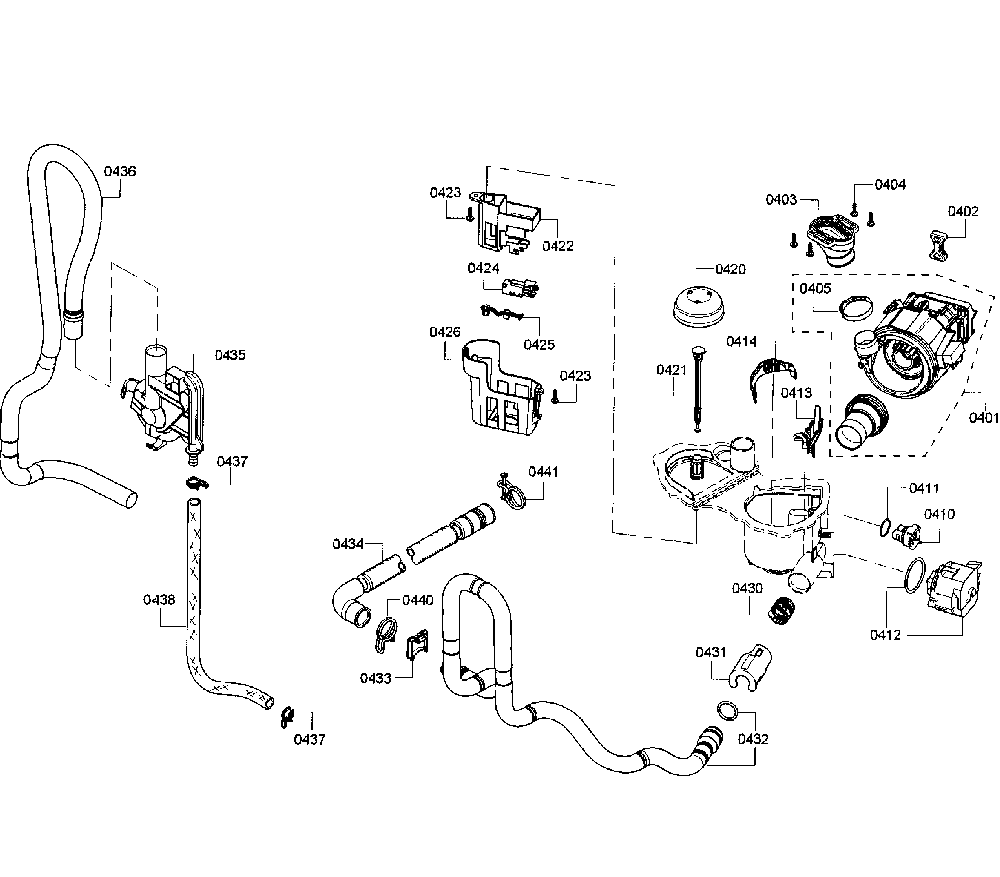 Pump Assembly Diagram and Parts List for 63013902013  Kenmore Dishwasher
