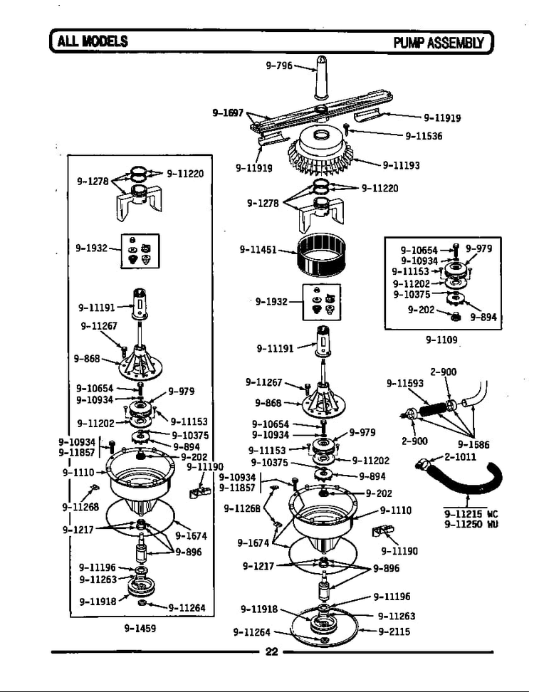 Pump Assembly Diagram and Parts List for LWC202  Maytag Dishwasher