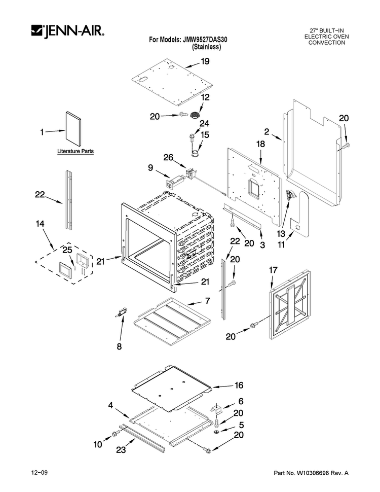 Oven Parts Diagram and Parts List for JMW9527DAS30  Jenn-Air Microwave